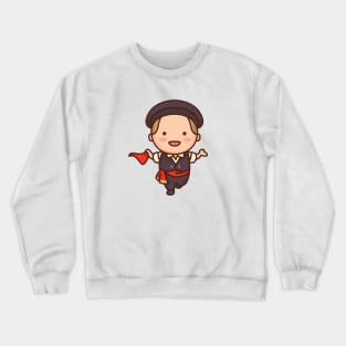 Cute Italian Tarantella Folk Dancer Character Crewneck Sweatshirt